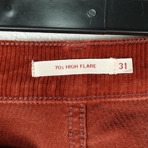 Levis Corduroy Pants Womens SZ 31 70s High Rise Flare Leg Bell Bottom Preppy - Picture 9 of 12